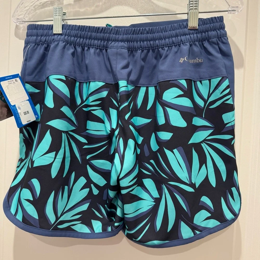 NWT Columbia Omni-Shade UPF 30 Sandy Shores Board Shorts Aquamarine Size L 14/16